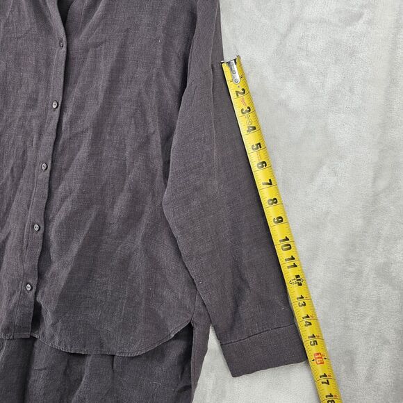 evam eva‎ japan womens Linen top brown size 2 shirt button up - Picture 6 of 7